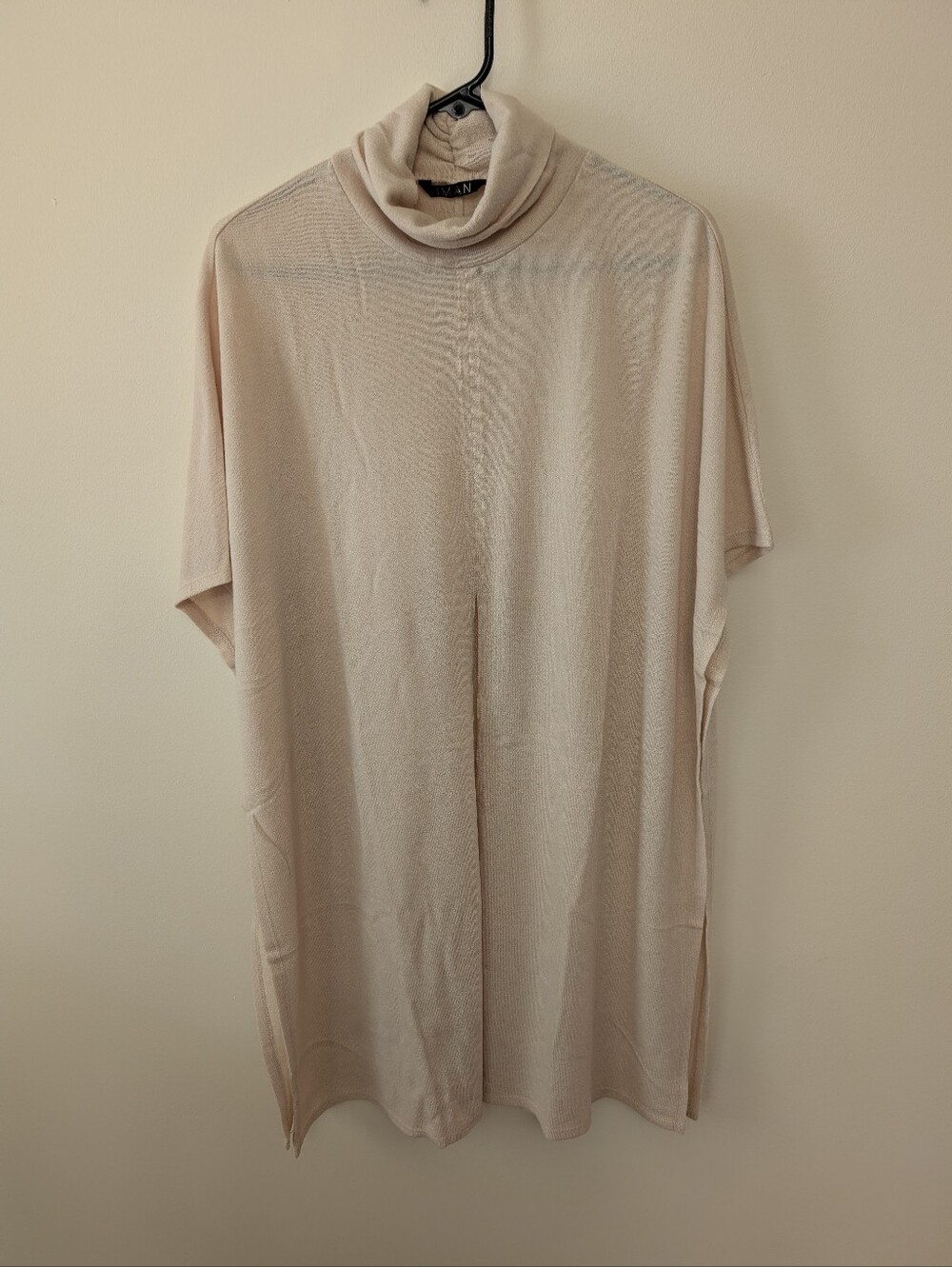 Iman Chic Women's Lightweight knit Turtleneck Poncho Sweater w/Tie Front Sz XS/S